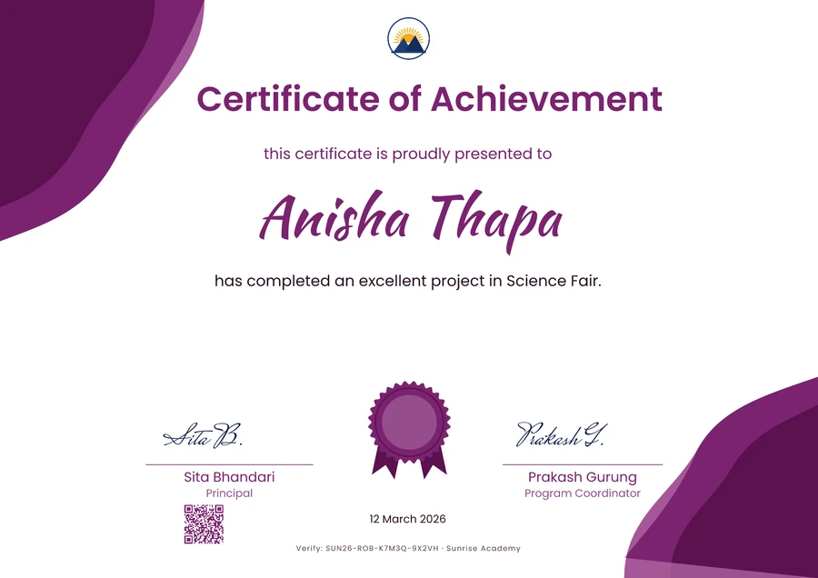 The Plum waves certificate design
